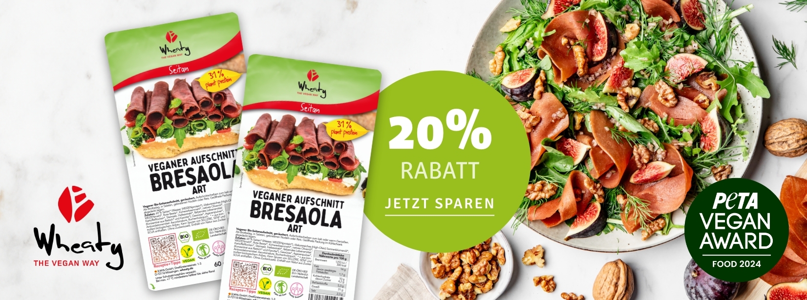20% auf Wheaty Bresaola Aufschnitt bei kokku-online.de