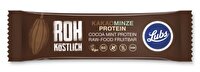 Der Rohkostriegel Kakao Minze von Lubs besticht durch seine herzhaft-frische Kombination aus Minze und Kakao und seinen Proteingehalt von 15%.