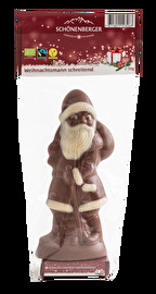 Der Weihnachtsmann weiß geschminkt von Heidi wird in original Schweizer Schokoladentradition aus Reismilchschokolade hergestellt und von Hand geschminkt.