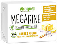 Die Megarine von Vitaquell ist eine 100% pflanzliche, palmölfreie Margarine mit einem milden Geschmack.