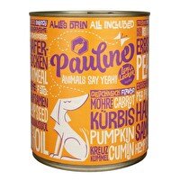 Pauline, das Nasshundefutter von vegan4dogs, in der 800-Gramm-Dose enthält jede Menge Möhren, Linsen, Erbsen, Haferflocken und Hanfsamen.