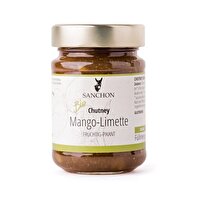 Das Mango-Limette Chuttney von Sanchon vereint die Frische der Limette mit dem fruchtigen Geschmack des Mango-Marks, Perfekt aufs Brot oder zu allen Fleischalternativen!