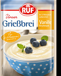 Der Grießbrei Vanille Geschmack von RUF versetzt dich zurück in unbeschwerte Kindheitstage.