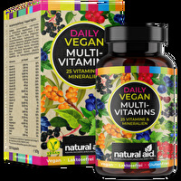 Bei den Vegan MultiVitamins 25in1 von natural aid handelt es sich um einen bunten Vitamincocktail.