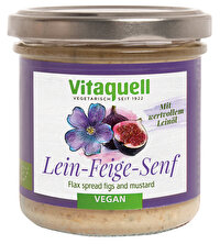 Der leckere vegane Brotaufstrich Lein Feige Senf Aufstrich von Vitaquell ist eine fruchtig-würzige Kombination aus mildem Senf und blauen Feigen.