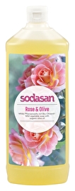 Die pflegende, milde, bio-zertifizierte Flüssigseife Rose & Olive von Sodasan verwöhnt Hände und Körper mit dem wohltuenden Duft der Rose.