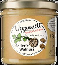 In diesem edlen Aufstrich Sellerie-Walnuss komponiert Vegannett Walnuss, Sellerie und Kurkuma zu einer zarten, aber kraftvoll-nussigen Geschmackssinfonie.