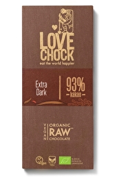 Lovechock's Tafel Extra Dark mit 93% Kakao ist eine vollmundig-zartschmelzende Edelbitterschokolade, die die Gourmets unter den SchokoladenliebhaberInnen mit ihren authentisch-fruchtigen Aromen von rohem Kakao zum Schmelzen bringen wird.