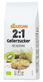 Der Biovegan Gelierzucker 2:1 für klassische Marmeladen und Konfitüren aus 2 Teilen Frucht und 1 Teil Zucker.