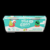 Ein super Snack für Kids: Mia & Bens pflanzliche Joghurtalternative mit Apfel & Birne wird auf Basis von Kokos hergestellt und ist gleich doppelt lecker: Lecker fruchtig und weich im Geschmack und lecker gesund
