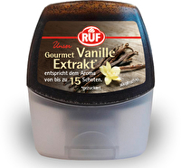 Das Gourmet Vanille Extrakt von RUF mit seinen 70g Inhalt entspricht ungefähr dem Aromagehalt von 14 Vanilleschoten. Es reicht für bis zu 7 Kilogramm Mehl oder 7 Liter Flüssigkeit und ist somit sehr ergiebig!