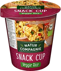 Der Snack Cup Veggie Rice von Natur Compagnie: Eine kleine köstliche Zwischenmahlzeit, die im Nu fertig ist.