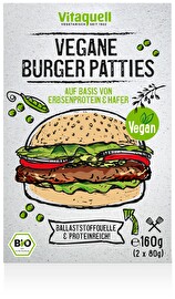 Vegane Burger Patties von Vitaquell überzeugt mit saftiger Konsistenz, seinen ideal abgestimmten Gewürze und seinem perfekten Biss.