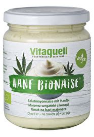 Die Hanf-Bionaise von Vitaquell kommt ganz ohne künstliche Aromen aus und zeichnet sich durch einen sehr milden Geschmack aus. Die Hanf-Bionaise kann wie jede andere Mayonnaise verwendet werden - nur verzichtet sie auf Ei, Milch und Gluten!