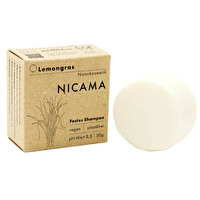 Das feste Shampoo Lemongras von NICAMA verwöhnt dich mit einem belebenden Duft von Lemongras und pflegt die Haare mit feinem Kokosöl.