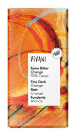 Vivanis Feine Bitter Orange vereint intensiv aromatische Schokolade mit einer fruchtig-edlen Orangennote durch die Zugabe von feinem Orangenöl.