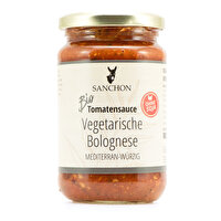 Anstelle von Fleisch findest du in der Vegetarischen Bolognese von Sanchon köstliche Erbsenprotein-Schnetzel.
