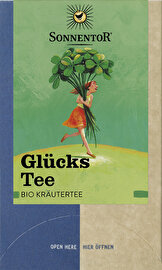 Der Glücks-Tee Kräutertee von Sonnentor besteht aus einer erfrischenden Minzkomponente und einem ausgewogenen warmen Ton.