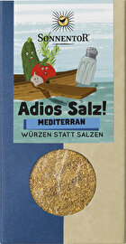 Adios Salz! - Mediterran von Sonnentor ist eine mediterrane Gewürzmischung, die konsequent auf den Zusatz von Kochsalz verzichtet - getreu dem Motto: Würzen statt salzen!