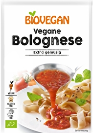 Die Fertigmischung FIX für Sauce Bolognese von Biovegan enthält alles, was man für eine richtig deftige, vegane Bolognese benötigt - außer den Fleischersatz natürlich. Jetzt günstig bei kokku im Veganshop kaufen.