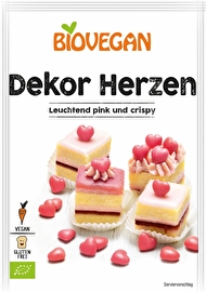 Die Dekor-Herzen in rot und Bioqualität von Biovegan - unverzichtbar für die veganen Kuchenbäcker unter euch! Vegan und günstig bei kokku kaufen!