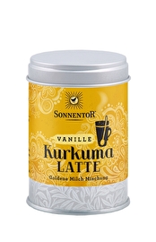Mit Sonnentors Bio-Gewürzzubereitung Kurkuma Latte Vanille zauberst du dir flink und einfach ein zauberhaftes Getränk, das auch 