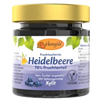 Die Heidelbeer Marmelade mit Xylit von Birkengold kommt mit einem fetten Anteil von 70% an Bio-Heidelbeeren daher. Jetzt günstig bei kokku im veganen Onlineshop bestellen!