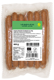 Die veganen und mild-geräucherten Weenies von veggyness im Vorratspack - lecker und in Bio-Qualität! Kauf es günstig bei kokku, deinem Veganshop!