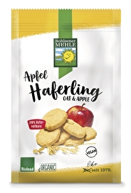 Die Apfel-Haferling Haferkekse von Bohlsener Mühle werden mit 100% frisch vermahlenem Hafervollkornmehl gebacken.