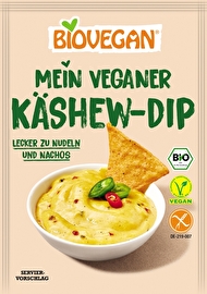 Mein veganer Käshew-Dip von Biovegan kannst du einfach und schnell mit ungesüßtem Pflanzendrink zubereiten.