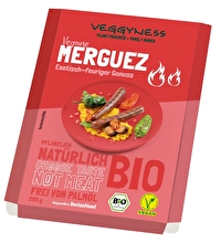 Vegane Merguez von veggyness - eine vegane Interpretation der exotisch-feurigen Wurstspezialität aus dem nördlichen Afrika.