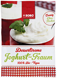 Die frische, vegane Sobo Dessertcreme Joghurt Traum ist ideal als Nachtisch oder an einem heißen Sommertag. Kauf es clever und günstig bei kokku!