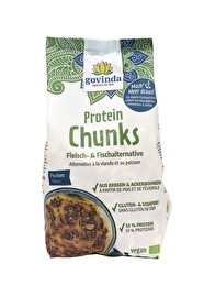 Die Protein Chunks Flocken von Govinda bestehen aus in Europa angebautem Erbsen- und Ackerbohnenprotein.