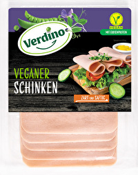 Der vegane Schinken von Verdino ist eine vegane Alternative auf Basis von Erbsenprotein, die sich wunderbar auf deinem nächsten Sandwich macht.