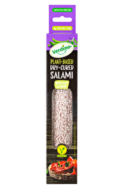 Sieht aus wie das Original, fühlt sich so an und schmeckt auch noch so - das ist die vegane Salami am Stück von Verdino.