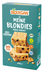 Mit der Meine Blondies Backmischung beweist Biovegan, dass leckere Brownies auch ohne Schokolade auskommen können.