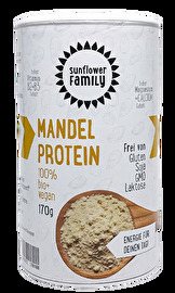 Das Mandelprotein von der SunflowerFamily liefert dir pflanzliches Protein mit köstlichem Geschmack.