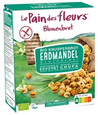 Die leckeren Blumenbrot Scheiben Erdmandel von le pain des fleurs sind eine Revolution des Knäckebrotes und basieren auf glutenfreiem Reis- und Erdmandelmehl.