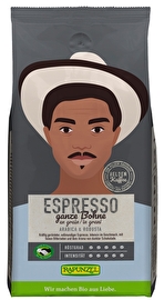 Mit dem Heldenkaffee Espresso Bohnen von Rapunzel kannst du dir vollmundigen, kräftigen Espresso mit feiner Bitternote und Zartbitterschokoladen Aroma zaubern