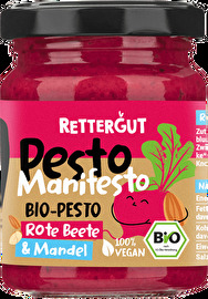 Das Bio-Gemüsepesto Rote Beete mit Mandel von Rettergut ist eine Liebeserklärung an's Gemüse: