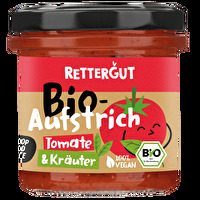 Bio-Aufstrich Tomate & Kräuter von Rettergut macht sich wunderbar auf dem Brot, als Dip, als Basis für Saucen und für alles andere, was Dir einfällt.