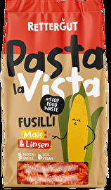 In den Fusilli Mais & Rote Linsen verarbeitet Rettergut Mais von bester Qualität, der sonst bei der Nudelherstellung verloren gegangen wäre.
