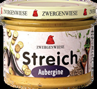 Der Aubergine Streich von Zwergenwiese ist ein wunderbar aromatischer Brotaufstrich auf Basis von Sonnenblumenkernen und Auberginen