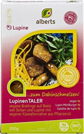 Die Lupinen Taler von alberts sind köstliche kleine Bratlinge auf Basis von Seitan und Lupine.