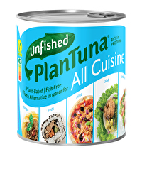 Das PlanTuna All Cuisine von unfished ist ein auf Soja basierendes Erzeugnis, das an Thunfisch erinnert.