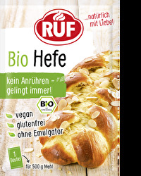 Die Bio-Hefe von RUF ist hervorragend zum Backen geeignet. Einfach mit dem Mehl vermischen und fertig!