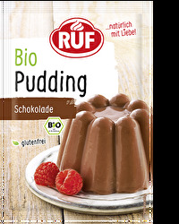 Der Bio Pudding Schokolade von RUF ist eine wahre Schokobombe! Gleich zwei Tüten á 46 Gramm sind in der Packung enthalten. Natürlich kommt dieser Pudding in Bio-Qualität daher! Das Pulver reicht insgesamt für einen Liter Milch.