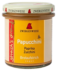 Beim Papucchini streichs drauf von Zwergenwiese vereinen sich Paprika, Zucchini, Tomaten und Auberginen zu einem herrlichen, veganen und mediterranen Brotaufstrich der Extraklasse!