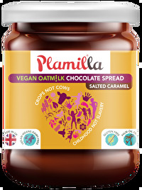Die Plamilla Salted Caramel Schoko-Creme von Plamil ist ein köstlich-cremiger Schokoladenaufstrich mit gesalzenem Karamellgeschmack.