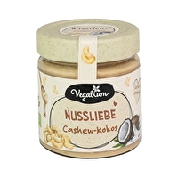Die Nussliebe Cashew-Kokos von Vegablum ist ein köstlicher Nussaufstrich auf Basis von Cashewkernen mit Kokosflocken verfeinert.